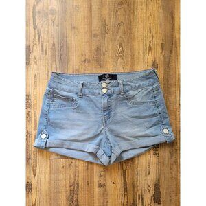 Boom Boom Jeans Shorts Juniors Size 9 Light Wash Short Cuffed Stretchy Denim
